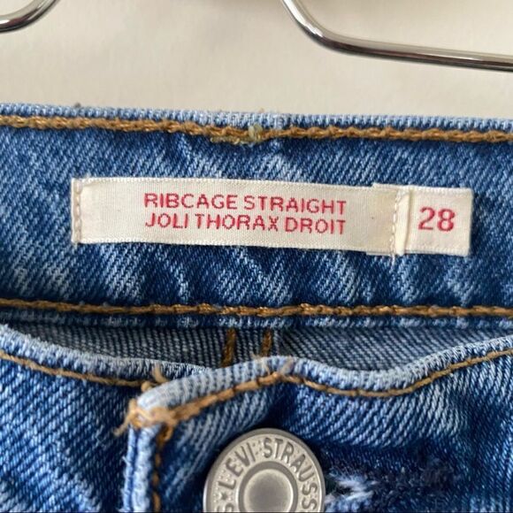 Levi’s-ribcage Straight Joli Thorax Droit Medium Wash Button Fly Jean - Picture 13 of 14